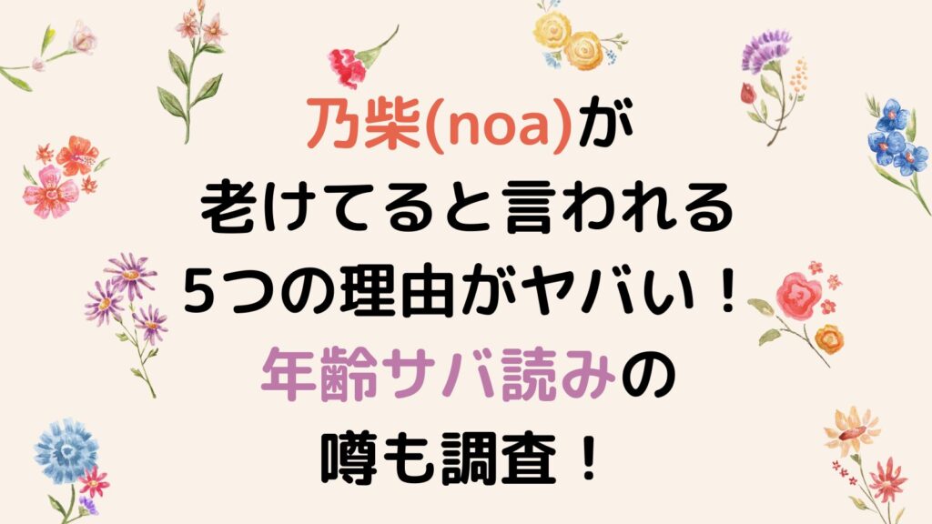 乃柴(noa)が老けてると言われる5つの理由がヤバい！年齢サバ読みの噂も調査！